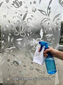 Vintage Grey Lotus Floral Static Cling Window Privacy Film, Glue-Free Easy Install Glass Sticker, Semi-Transparent Privacy Decorative Window Curtain, Suitable For Bathroom And Bedroom - Tulip - View 3