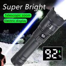 1pc ABS High Brightness Zoomable LED Flashlight With Digital Power Display, Rechargeable Type-C Portable Handheld Torch For Outdoor Camping Hiking Emergency Night Fishing Daily Home Use - Flashlight - View 1