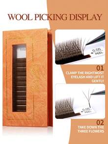 DeceMars 6D W Shaped Eyelashes Extensions C D Dd L M Curl 0.07mm Brown 12 Rows One Tray - View 3