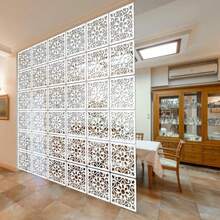 Hanging Room Divider, 10 Pieces Wood-Plastic Hanging Panels 0.2"Thick Screen Panel For Living Room Bedroom Home Decoration HTT-10S, 11.4"X11.4 - White06htt - View 5