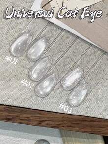 MISS SHAKA 10ml Summer Universal White Gold Cat Eye Glass Bead Cat Eye Gel Nail Polish, Porcelain White Small Bulb Crystal Cat Eye Gel, Nail Salon Whitening Versatile Elegant Nail Art Holiday Nail Home DIY Nail Supplies - Multicolor - View 5