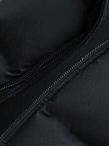 Men's Plus Size Colorblock Thick Warm Hooded Padded Coat, Autumn/Winter - Black - View 5