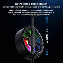 Phone Cooler Magnetic Back Clip Silent Semiconductor Cooling Phone Heat Dissipation Fan - Black - View 2