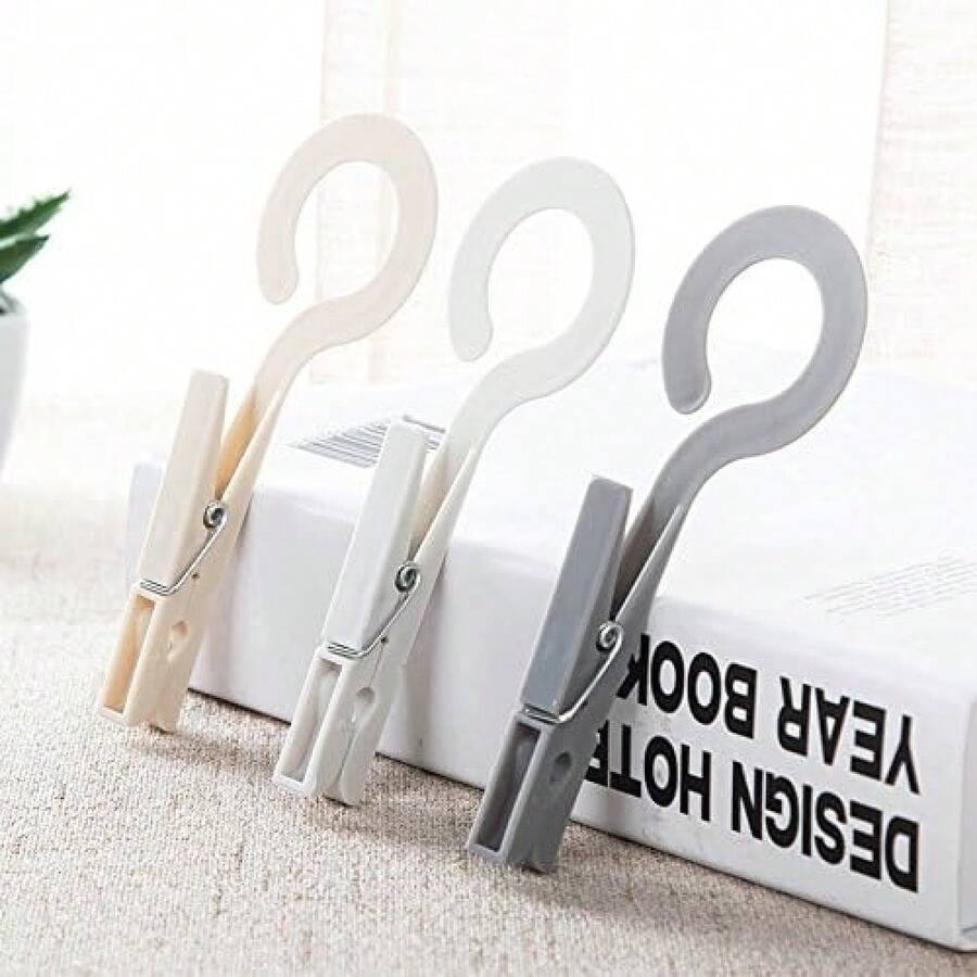 12 unidades de clips de secado para la colada, ganchos de ropa portátiles, pines para colgar, clips de plástico, percha de ropa mejor para el hogar, viajes, al aire última intervensión – (gris), gris, 12 - 1 - Ver 1