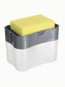Useful Kitchen Soap Dispenser Sponge Holder 2-In-1 Manual Press Liquid Soap Pump Countertop Sink Organizer Caddy Cleaning Detergent Storage Case,Kitchen Accessories, Kitchen Storage Racks - Multicolor - View 13