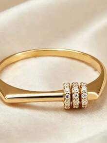 1pc Geometric Cross Niche Party Elegant High-End Luxury Asymmetrical Teenager Ring - Multicolor - View 7