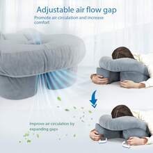 1pc Prone Sleeping Pillow For Ophthalmic Surgery Recovery, Soft Abdominal Support Sleep Pillow With Adjustable Airflow Gap, Face Hole Suitable For Small To Medium Adult Face Shapes, Not Recommended For Large Face Shapes - Grey - View 6