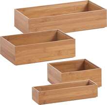 Organizador de cajones rectangular de bambú, una caja de madera multiusos ideal para organizar armarios, encimeras, baños, cocinas y escritorios. Dimensiones: 30 x 15 x 7 cm. - Ver 4