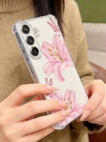 1pc Creative Pink Butterfly Pattern Transparent Four-Corner Shockproof Raised Screen Design Phone Case, Compatible With Google Pixel 9 Pro XL/Smart 8/Hot 40i/Spark 20/Spark 20C/Spark Go 2024/Moto G84/Honor X9b/Ace 3V/Galaxy S26 S25 S24Ultra S24Plus S24FE S23 S22 S21 S20 A73 A72 A70 A55 A54 A53 A52 A50 A30 A42 A35 A34 A33 A25 A24 A20 A30 A15 A56 A57 A16 A17 A07 - Clear - View 5