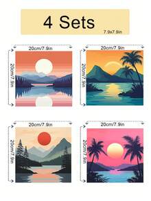 1pc/4pcs Beach Sunrise Sunset Theme DIY Digital Oil Painting Handmade, Adult Home Decor Holiday Gift - 20x20 - View 3