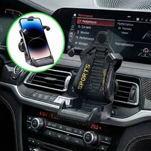Soporte para teléfono estilo asiento de carreras para rejilla de ventilación del coche, diseño de clip metálico, apto para todos los smartphones, con rotación de 360° - Multicolor - Ver 9
