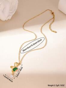 GEREIT 1pc Summer Colorful Zirconia Bow Pendant 18k Gold Stainless Steel Women's Necklace, Suitable For Daily Wear, Mother's Day Gift - Multiple Styles - View 5