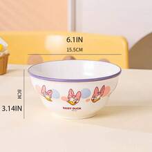 Ensemble de vaisselle en céramique officiel Disney Mickey Mouse & Minnie Mouse, bols de dessin animé mignons assortis comprenant bol à riz, bol à soupe & assiette, vaisselle en porcelaine de haute qualité pour la maison, la cuisine & le dortoir, parfait pour un usage personnel, micro-ondes & lave-vaisselle - Lin jaune - Voir 14