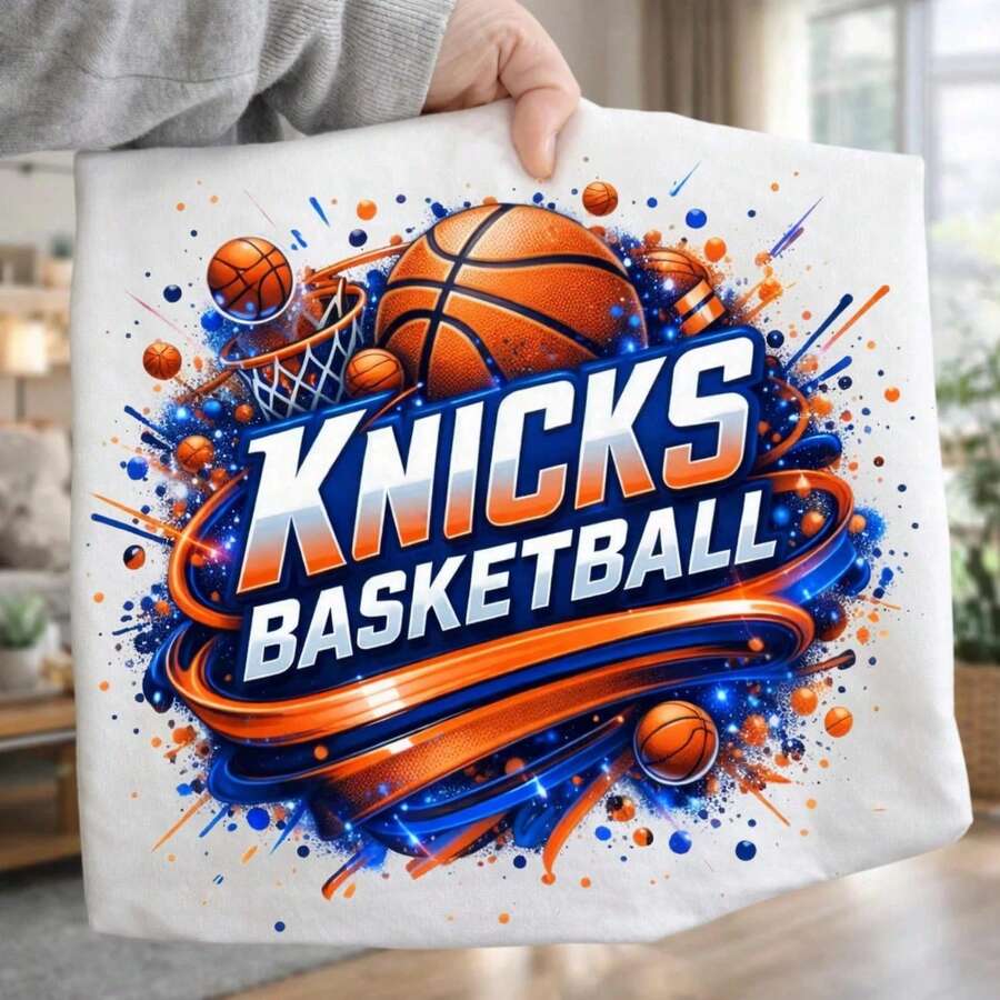 Knicks Basketball Sports Sublimation PNG Design - White - View 1