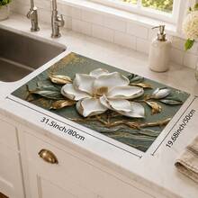 1pc 3D Floral Print Diatomaceous Earth Drying Mat, Non-Slip Heat-Resistant Absorbent Mat, Suitable For Kitchen Countertop, Coffee Machine, Tableware, Home Cafe Bar Party Decoration Placemat Gift - Multicolor - View 13