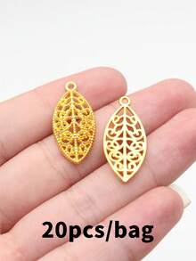 20 buah liontin daun ukuran 27x12mm untuk pembuatan perhiasan DIY, kalung, gantungan kunci, rantai ponsel, gelang, aksesoris pembuatan kerajinan tangan. - Daun-daun - View 2