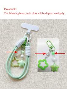 Niche Creative Star Pendant Braided Lanyard Phone Case Hand Strap Short Rope Clip CCD Keychain Anti-Lost For Women - Multicolor - View 7