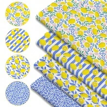 1pc Lemon Print Fabric - 59 X 19.68 Inches (150 X 50 Cm) Pre-Cut Polyester Fabric With Fresh Lemon Floral Patterns - Suitable For DIY Sewing, Scrapbooking, Tablecloths And Crafts - Lemon - View 1