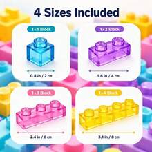 40PCS/60PCS Rainbow Transparent Building Block Set, Suitable For Large Particle Blocks, Creative Color Recognition Educational Toy #TransparentBlocks #AssemblyToys #CreativeToys - Multicolor - View 2