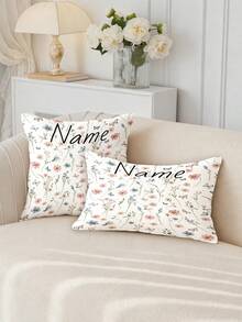 Custom Wildflower Personalized Text Soft Memory Flannel Blankets Pillow Cushion Cover Set ,Designed For Daily Comfort And Sentimental Moments. It's Perfect Gift For Father's Day, Mother's Day, Valentine's Day, Birthdayweddinggraduationanniversary - Multicolor - View 3