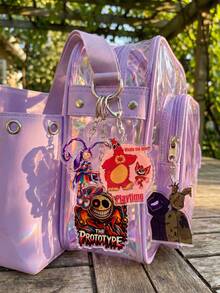 1pc/4pcs Cartoon Horror Game Pattern Acrylic Keychain, Personalized Style, High Transparency Acrylic Material, Asymmetrical Silhouette, High Definition Double-Sided Print With D-Shaped Clasp, Decorative Pendant, Bag Accessory, Suitable For Halloween, Game Anime Exhibition, Daily Outfit And Gift Giving, All Season Use. - Multicolor - View 3