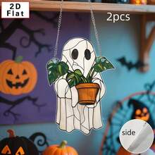 1/2pcs Ghost Sun Catcher - Colorful Acrylic Window Decor, Cute Ghost & Plant Decoration, Gothic Sun Catcher, Ghost Home Decor, Halloween Window Decor, Haunted House Aesthetic, Suitable For Home, Bedroom, Living Room, Wall Decoration (Remove Protective Film Before Use, Made Of Acrylic, Not Glass) Room Decor Bedroom Decor Halloween Decor Autumn Decor - View 11
