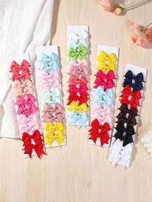 Set de 10 piezas de accesorios para el cabello con lazo, ligas para el cabello de unicolor con textura acanalada, diseño de cola de golondrina, accesorios para el cabello de moda para uso diario - Multicolor - Ver 7