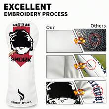Street Style Embroidered Golf Wood Headcover, Black And White Colors Available, Eye-Catching Design, Golf Protective Cover - White - View 4