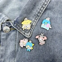 SANRIO 1件可愛卡通胸針，金屬徽章，柔軟可愛甜美貓咪合金胸針，包包配件針 - 彩色 - 查看 2