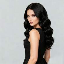 18 Inch Black Middle Part Curly Wig, Natural Voluminous Style, Comfortable Fit, Durable Shape, Suitable For Christmas And Daily Wear, Fashionable Elegant Versatile, Universal For All Women, Elegant Hairstyle Accessory - Black - View 5