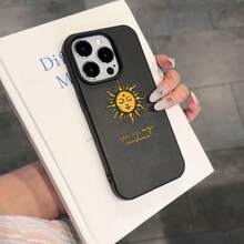 1 buah Casing Ponsel Bahan TPU Warna Keren Latar Belakang Hitam Pola Slogan Matahari Emas Retro Kompatibel Dengan iPhone 17 Pro Max/17/16 Pro Max/15/13/12/11/ S20 FE/A15/S24/A55/ Note 11/Note 12/Note 13 Pro Perlindungan Penuh Tahan Guncangan Lembut - Hitam - View 3