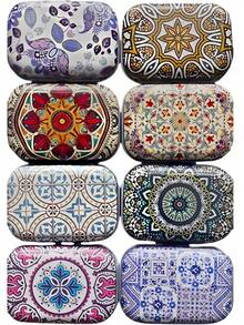 Caja de almacenamiento de 8 piezas para minicarquería de flores, caja de almacenamiento decorativa, pequeñas latas de metal con tapas con bisagras, caja portátil, kit de almacenamiento - Girasol - Ver 6