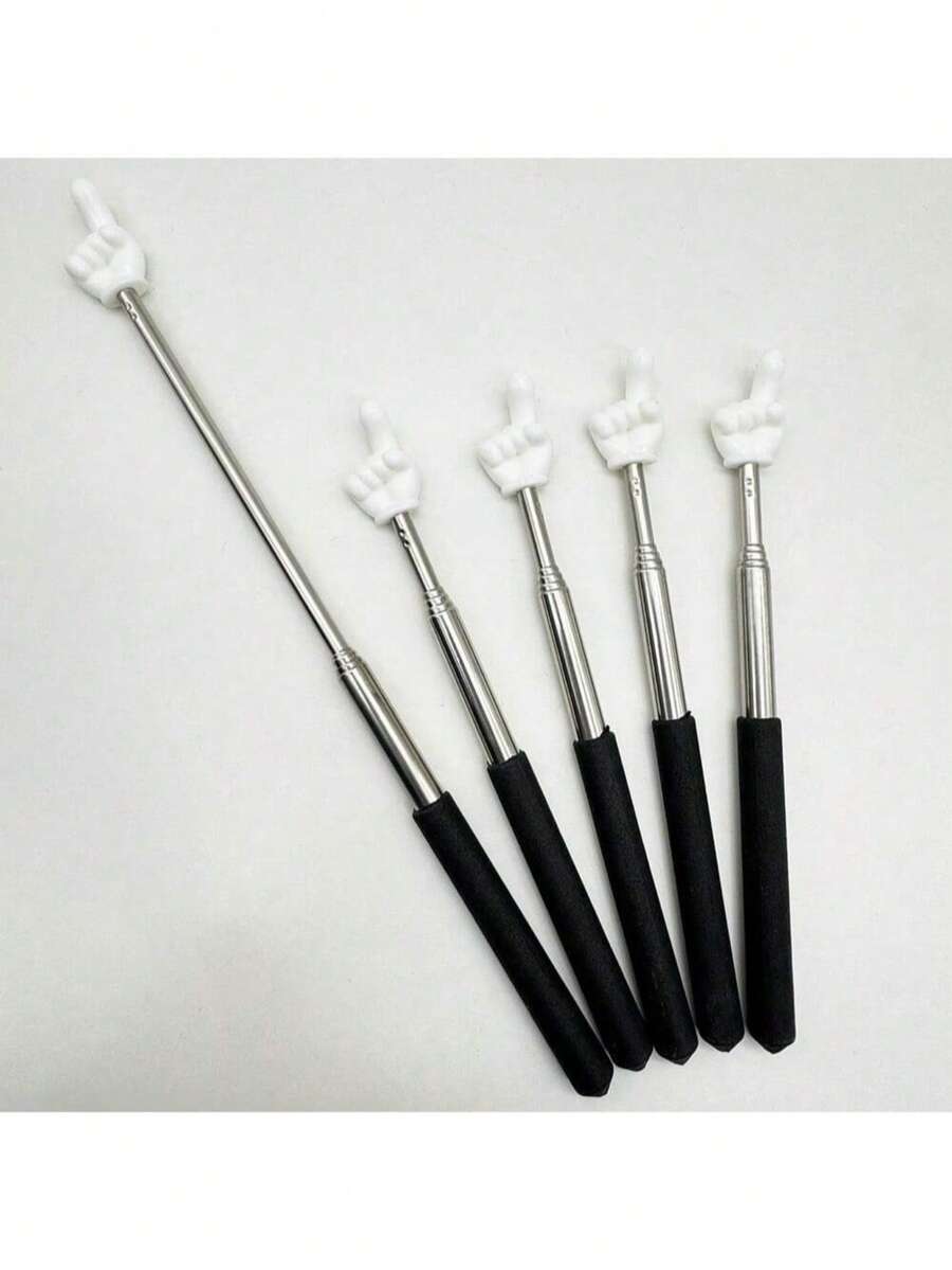 1pc Telescopic Teacher Pointer, Retractable Finger Pointer, Mini Telescopic Classroom Pointer, Suitable For Elementary And Kindergarten Teachers, Classroom Supplies (Black), Back To School - Multiple Styles - View 1