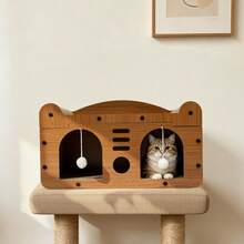 YUNRUX 2-In-1 Cat House With Cat Bed, Scratching Board And Play Balls (2 Plush Balls) - 1PC - 查看 6
