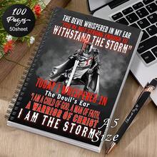 1pc Christian Warrior Of Christ Bible Verse Spiral Notebook - Motivational Journal Featuring An Armored Knight Design, Faith-Inspired Gifts For Both Men And Women, Religious Notebook For Prayer And Scripture Writing - D - View 3