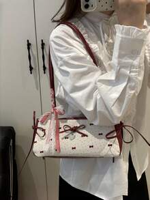 新款女款極簡時尚蝴蝶結腋下包 單肩包 休閒小蝴蝶結手提包 - 彩色 - 查看 6