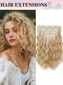 Clip-In Hair Extensions, 4pcs/Set 12-Inch Short Wavy Hair Pieces, Invisible Hair Fringe, Soft Synthetic Fiber Material, Suitable For Women's Daily Wear - Multicolor - View 21