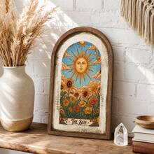 1/3pcs Rustic Style Celestial Sun Moon Star Arch Wooden Wall Hanging Decor, Suitable For Bedroom, Living Room, Meditation Space, Vintage Design, Create Home Atmosphere Decoration, 2D - Wooden Ornaments - View 2