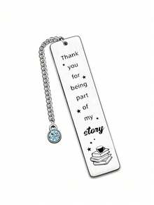 Stainless Steel Bookmark, "Thank You For Being Part Of My Story" Engraved Metal Bookmark With Book Charm Chain, Teacher Appreciation Gift - Multicolor - View 18
