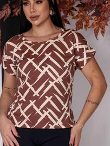 Striped Blouse - Fashion For Every Occasion - Mocha Brown - View 5
