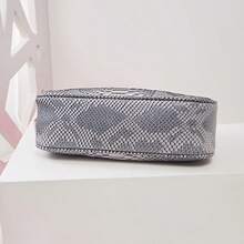 SC256 Solid Color Crocodile Pattern Shoulder Bag, Crossbody Bag At The Side Of The Shoulder, Random Texture Design, Adjustable Shoulder Strap - Grey - View 8