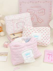 1Pc Quilted Travel Makeup Bag Cute Cosmetic Bag Large Capacity Multi-Functional Storage Bag Mommy Bag Baby Clothes Bag Diaper Bag Wet Wipes Bag Underwear Storage Bag Portable Diaper Organizer Cosmetic Organizer Travel Essential Bridesmaid Gifts - Multicolor - View 10