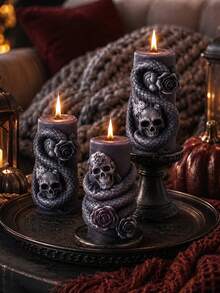 Molde de silicona para vela perfumada con forma de esqueleto de serpiente y calavera de Halloween, molde de vela con forma de árbol muerto y calavera DIY, molde para manualidades de resina, yeso, arcilla y hormigón, decoración del hogar y regalo festivo - moldes de Halloween - Ver 6