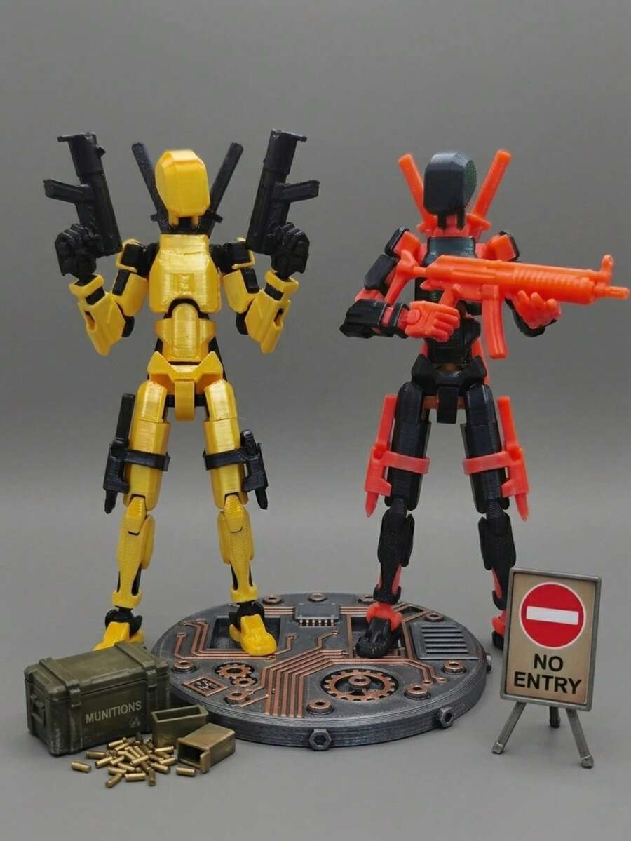 3D可动人偶玩具 - 多关节可动人偶玩具，配件丰富，适合3岁以上儿童作为桌面摆件，是送给男孩女孩的酷炫收藏礼物。