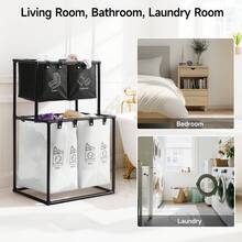 Modern Minimalist Metal Heavy Duty 4 Bag 2-Tier Laundry Basket,With Socks Underwear Sorting Labels, Large Dirty Clothes Storage Bin Organizer,For Dorm Room Essentials College,Laundry Room Accescories,Cruise Essential,Beach Laundry Room Accescories. - 黑與白 - 查看 10