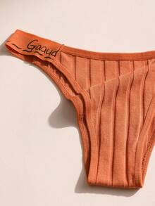 8 pièces Culottes de bikini sexy taille basse sans couture avec bande de taille à lettres pour femmes, sous-vêtements triangle en coton côtelé doux et respirant, lingerie confortable, convient pour le port quotidien, le sport, le yoga - Multicolore - Voir 10