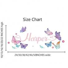 Custom Butterfly Name Wall Decal, Personalized Bedroom Wall Sticker, Elegant Butterfly Room Decor, Removable Vinyl Name Decoration (Sticker Only), Nursery - Multicolor - View 5