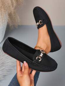 New Women's Flat Loafers, Minimalist & Fashionable, Suitable For All Occasions, Plus Size, For Her - Black - View 9