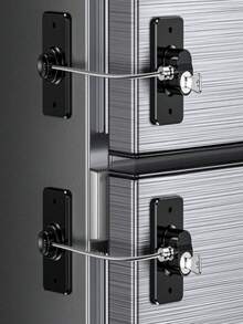 1/3 Set Multi-Function Refrigerator Lock With Key, Easy Installation, Suitable For Kitchen Refrigerator, Cabinet, Drawer, Wardrobe, Window And Refrigerator Lock Set, Home Security Lock - Multicolor - View 2