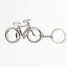 1pc Casual Minimalist Realistic Bicycle Bottle Opener Keychain, Daily Accessory Decor Mini Car Shaped Keychain Pendant, Holiday Party Gathering Table Small Gift Hanging Ornament - Silver - View 3